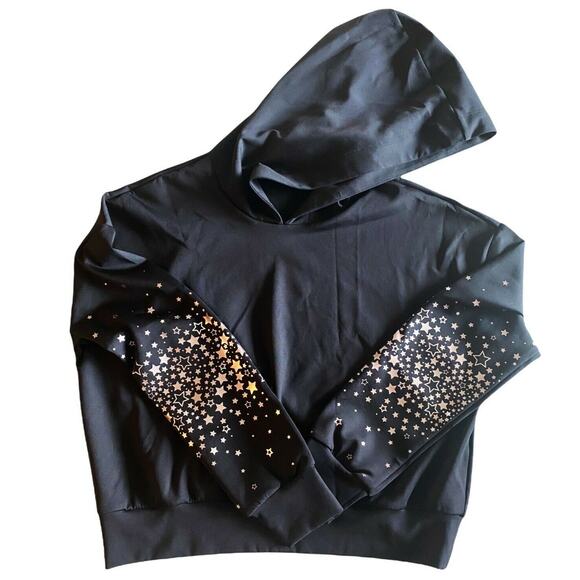 ULTRACOR Black Hoodie Radon Celestial Crop Nero Metal Sweatshirt Lounge Small - Picture 3 of 5